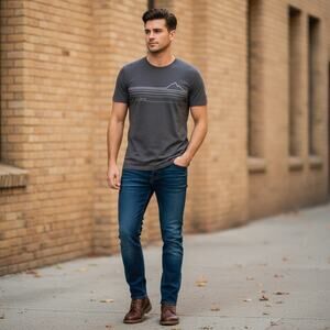 Kuhl Organic Cotton T-Shirt Men's Sz M Gray Short Sleeve Crewneck Graphic Print